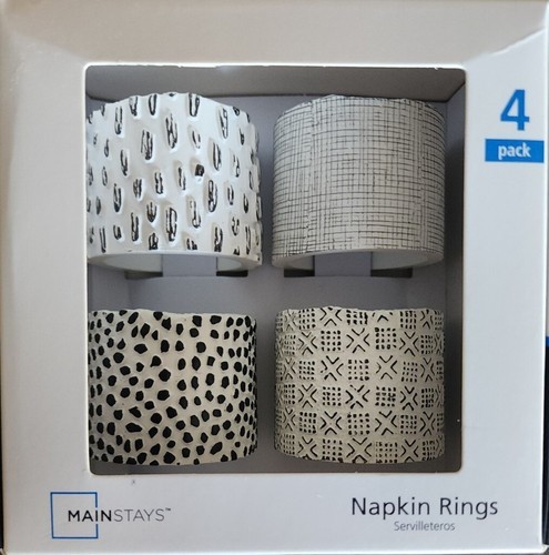 Set of Four (4) ~ Mainstays ~ Geo Print ~ Resin Napkin Holder Rings ~ 1.5 x 1.75 Item image 6
