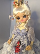 Bradley Artmark Big Eyes Doll Paper Mache Lavender Dress Hat  Blonde Hair Korea - £52.02 GBP