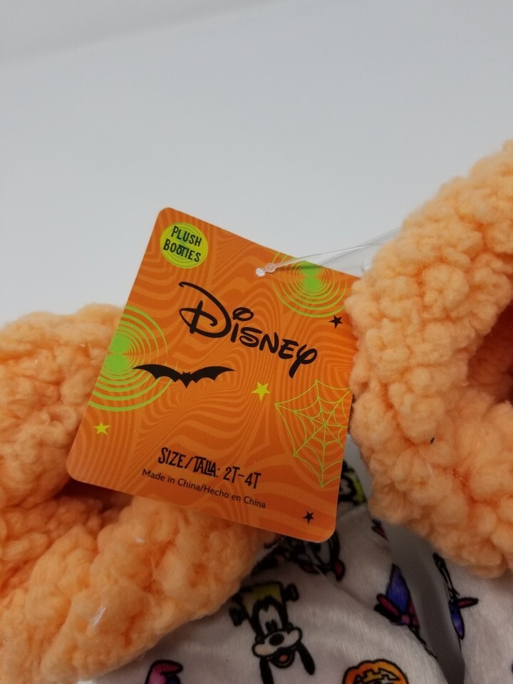 Disney Plush Booties Halloween Size 2T-4T Soft orange/white NWT house slipper Item image 5
