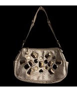 KATHY VAN ZEELAND SILVER METALLIC SHOULDER BAG PURSE W/ LARGE RHINESTONE... - $553.89 MXN