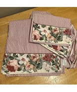 Vintage Croscill Rose Arbor Floral Stripe King Sheet Set Flat Fitted Pil... - $1,873.73 MXN