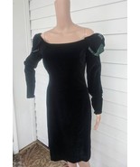 80s Green Velvet Gown Off Shoulder Formal Romantic Dress Vintage As Is 8 S - €54,33 EUR