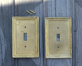 Lot of 2 Brass Beaded Single Switch Cover Plates &amp; 2 Screws - £3.91 GBP