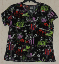 EXCELLENT WOMENS Disney Nightmare Before Christmas NOVELTY SCRUBS TOP  S... - $31.94 CAD