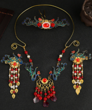 Phoenix Jewelry Set with Necklace, Hair Crown and Hair Clips - £39.30 GBP