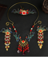 Phoenix Jewelry Set with Necklace, Hair Crown and Hair Clips - $49.99