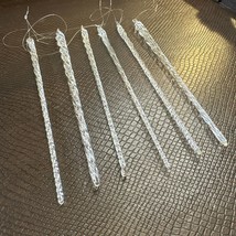 7.5” Vintage Clear Glass Handblown Icicle Ornaments 6 Pack Stunning! - $7.50