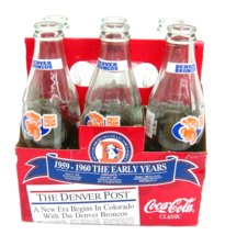 Denver Broncos Coca Cola Empty Bottles in Carrier First Team Logo 6 Pack 8 oz - £11.25 GBP