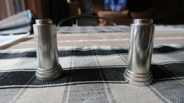 Vintage Aluminum Salt Pepper Shakers Bullet Shaped WWII Era 2&quot; - £30.03 GBP