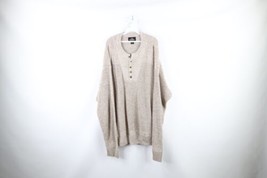 Vintage 90s Streetwear Mens 3XL Chunky Ribbed Knit Pullover Henley Sweat... - £43.35 GBP