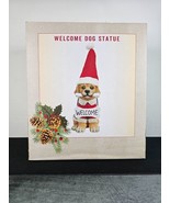 Cracker Barrel Christmas Welcome Dog Statue Santa Hat - £23.32 GBP