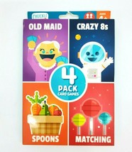 Chuckle &amp; Roar 4 Pack Card Games Old Maid Crazy 8s Spoons Matching New - £5.49 GBP