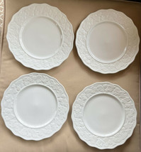 COVENTRY VINEYARD Porcelain Luncheon Salad Plates White Embossed Scallop... - $34.99