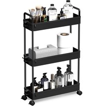 Slim Storage Cart, 3 Tier Mobile Shelving Unit Rolling Utility Cart, Sli... - $40.99