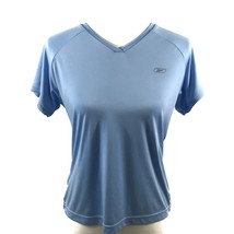 Reebok Moisture Management Shirt Size Medium Blue V Neck Fitness Exercis... - $14.84