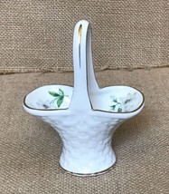 Vintage Clematis Mini Floral Bone China Basket Trinket Dish Cottage Grandma Core - $9.90