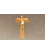 INRI Last Rites Wooden Crucfix Cross Jesus Christ Slides Open w/ Candles - $10.00