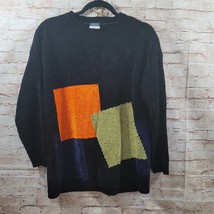 VTG Anthropologie Cousin Johnny Women Sweater Small Black Color Block Ch... - £18.89 GBP