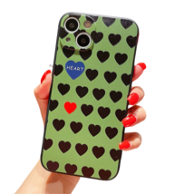 Anymob iPhone Case Green Heart Retro Geometry Graffiti Soft Silicon Cover - £21.15 GBP