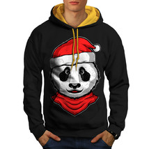 Wellcoda Christmas Panda Mens Contrast Hoodie, Animal Casual Jumper - £31.39 GBP