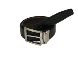 Mens VALENTINI Textured Leather Belt Classic Pin Buckle Reversible sw68 Black - £23.69 GBP