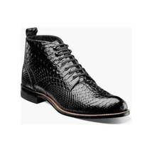 00057,Stacy Adams Madison Boots Anaconda Print High Top Lace Up Black image 2