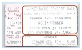 Robin Trower Concert Ticket Stub November 28 1984 Baltimore Maryland - £27.25 GBP