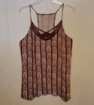 Cato Womens Tank Embroidered Neck Line Razor Back Burgundy Abstract sz M - £10.06 GBP