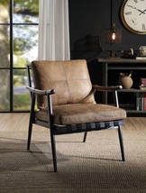 Berham Chestnut and Matt Iron Mid-Century Accent Chair with Metal Leg - $1,020.99