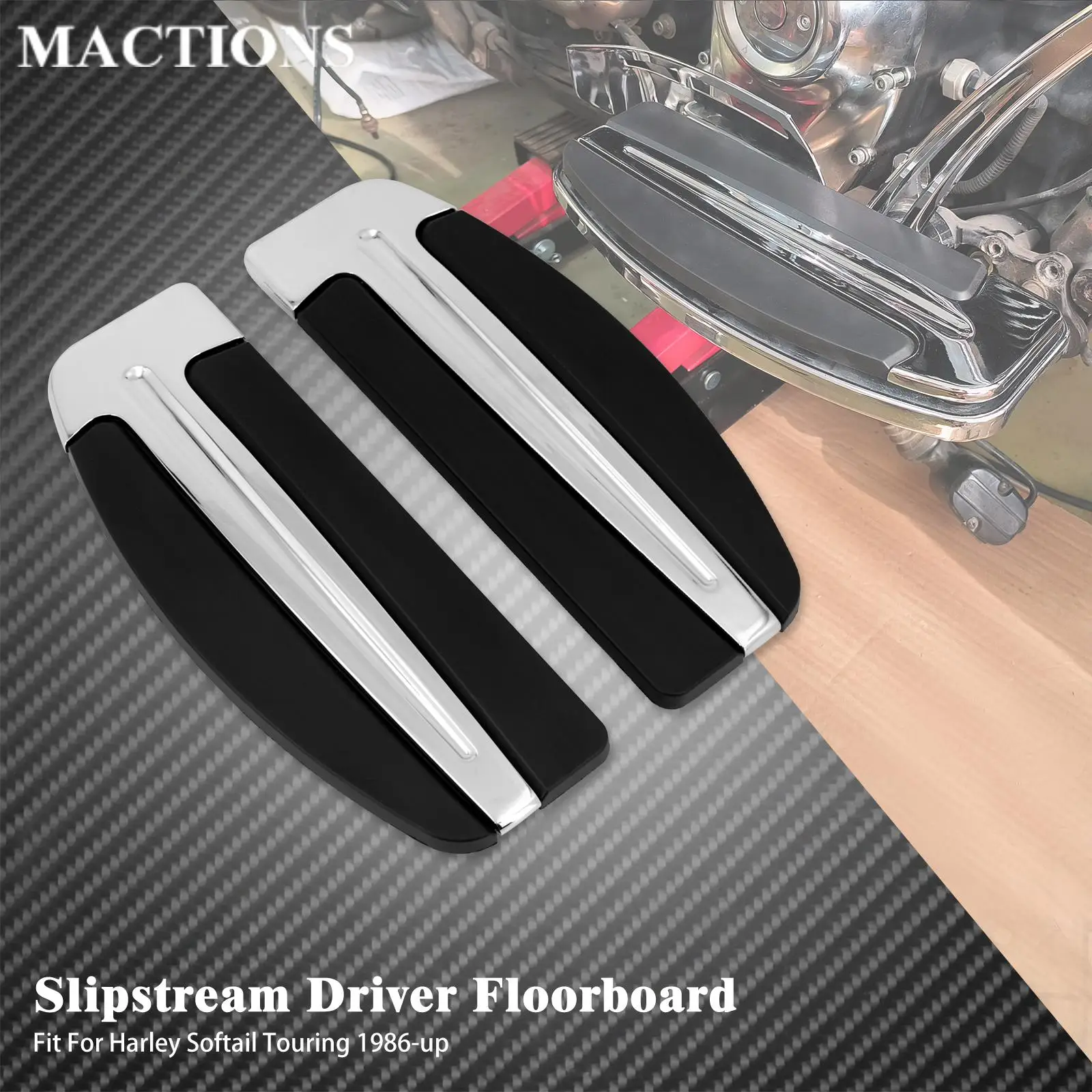 Motorcycle Slipstream Floorboard Front Footboard Driver Foot Pegs Pedal Footrest - £96.35 GBP