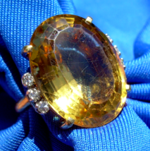 Vintage Citrine Diamond Engagement Ring Signed 18k Gold Cocktail Setting 6 - £3,836.13 GBP