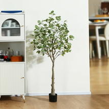 5&#39; Artificial Eucalyptus Silk Tree in Pot Home Decor Indoor Fake Faux Plant - £67.01 GBP