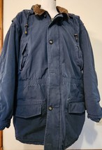 Urban Equipment Country Coat Jacket Barn Chore Flannel Lined Blue Hooded... - £38.91 GBP