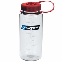 Nalgene Sustain 16oz Wide Mouth Bottle (Clear w/ Red Cap) Recycled Reusable - $14.48