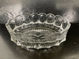 Fostoria Cleat Glass Serving Dish Liberty Bell Coin With Scalloped Edge 9” - £15.81 GBP