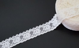 1-1/4&quot; 32mm wide 10yd Milky White Off White Scallop Stretch Elastic Lace L787 - $8.99