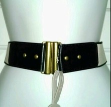 NWT $44 NEW Fossil Black Gold Rivet Studded Leather Waist Belt M - $15.39