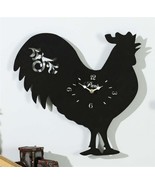 Rooster Wall Clock 15&quot; Hanging Black Iron Farm Animals Kitchen Country C... - £38.15 GBP