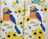 2 Same Printed Cotton Kitchen Towels(16&quot;x26&quot;) BLUEBIRD,SUNFLOWERS &amp; DAIS... - £12.65 GBP