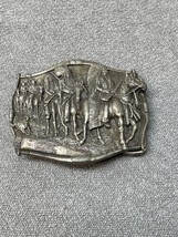 Vintage 1984 Bergamot Brass Works Native American Horses Belt Buckle KG JD - £22.31 GBP