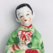 Vintage Made in Japan Asian Woman in Red Green Traditional Dress 5.25&quot; - OK Mark - $9.49