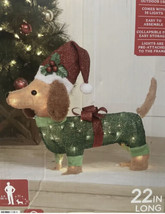 Holiday Time Light-Up Plush Dachshund Weenie Dog 22” Long Christmas Decor - £48.24 GBP