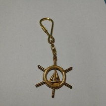VINTAGE SOLID BRASS SHIPS WHEEL KEY RING HAND-MADE USA - $98.01
