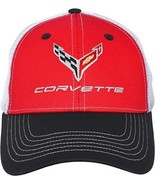 JH Design Group Men&#39;s Chevy Corvette C7 Logo Cap Adjustable Red &amp; White Hat - £23.26 GBP