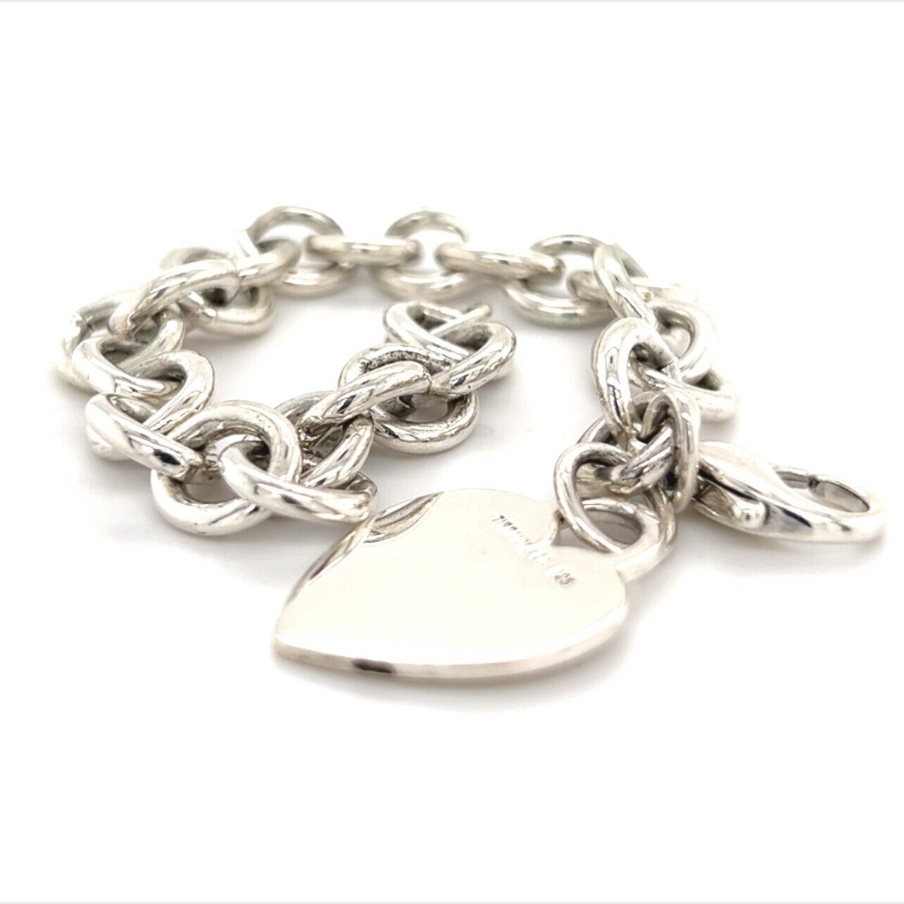 Primary image for Tiffany & Co Estate Heart Charm Bracelet Sterling Silver 7.5" 36 Grams TIF254