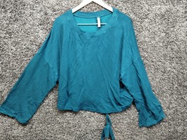 Fabletics Tie Back Sweatshirt Womens 3X Blue Fleece Adjustable Bell Sleeve - £14.52 GBP