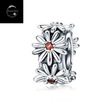 Genuine Solid Sterling Silver 925 Daisy Flower Spacer Bead Charm For Bracelets - £15.85 GBP