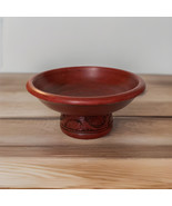 Marshall Fields Red Pedestal Wood Home Decor Bowl Natural Vintage 2005 - $70.00