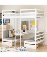 Functional Loft Bed  Turn Into Upper Bed and Down Desk - £936.18 GBP
