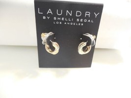 Laundry By Shelli Segal 1/2&quot; Gold Tone Pave Huggie Small Hoop Earrings R683 $35 - £12.84 GBP